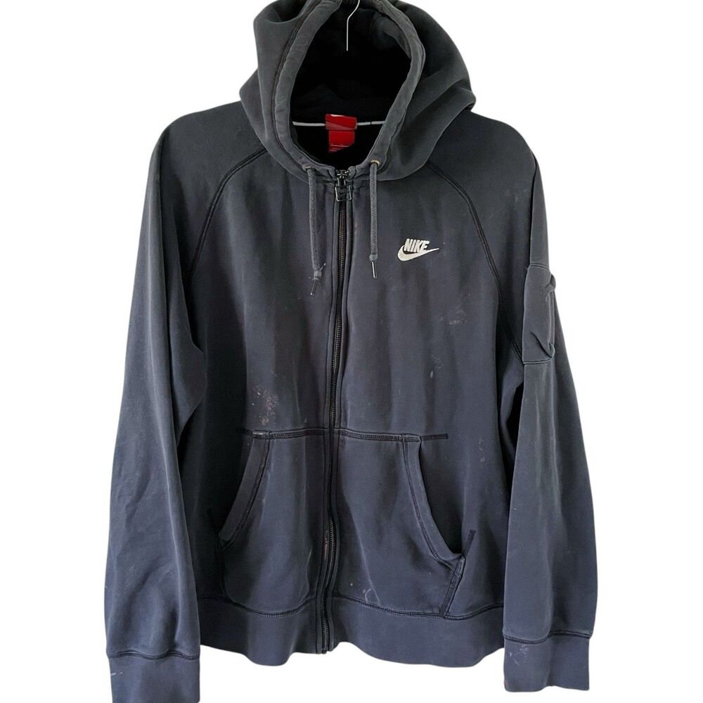 Vintage Nike Red Tag Men's Size XL Full Zip Black Hoodie Jacket 598759-010